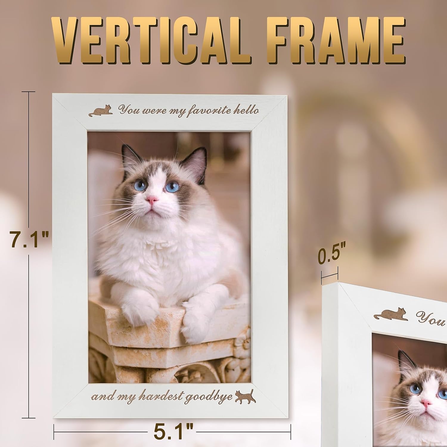 Cat Memorial Picture Frame, Cat Memorial Gifts, Cats Photo Frames, Cats Loss Sympathy Gift, Pet Frames for Loss of Meow Sentiment Tabletop, Meow Remembrance Gift For Pet Lover-4x6 Vertical Frame - Image 4