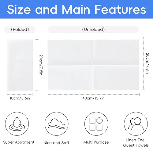 Miniatura 2 de JEBBLAS Toallas desechables para invitados, toallas de mano de tacto de lino, servilletas de papel similares a la tela, toalla de mano de papel