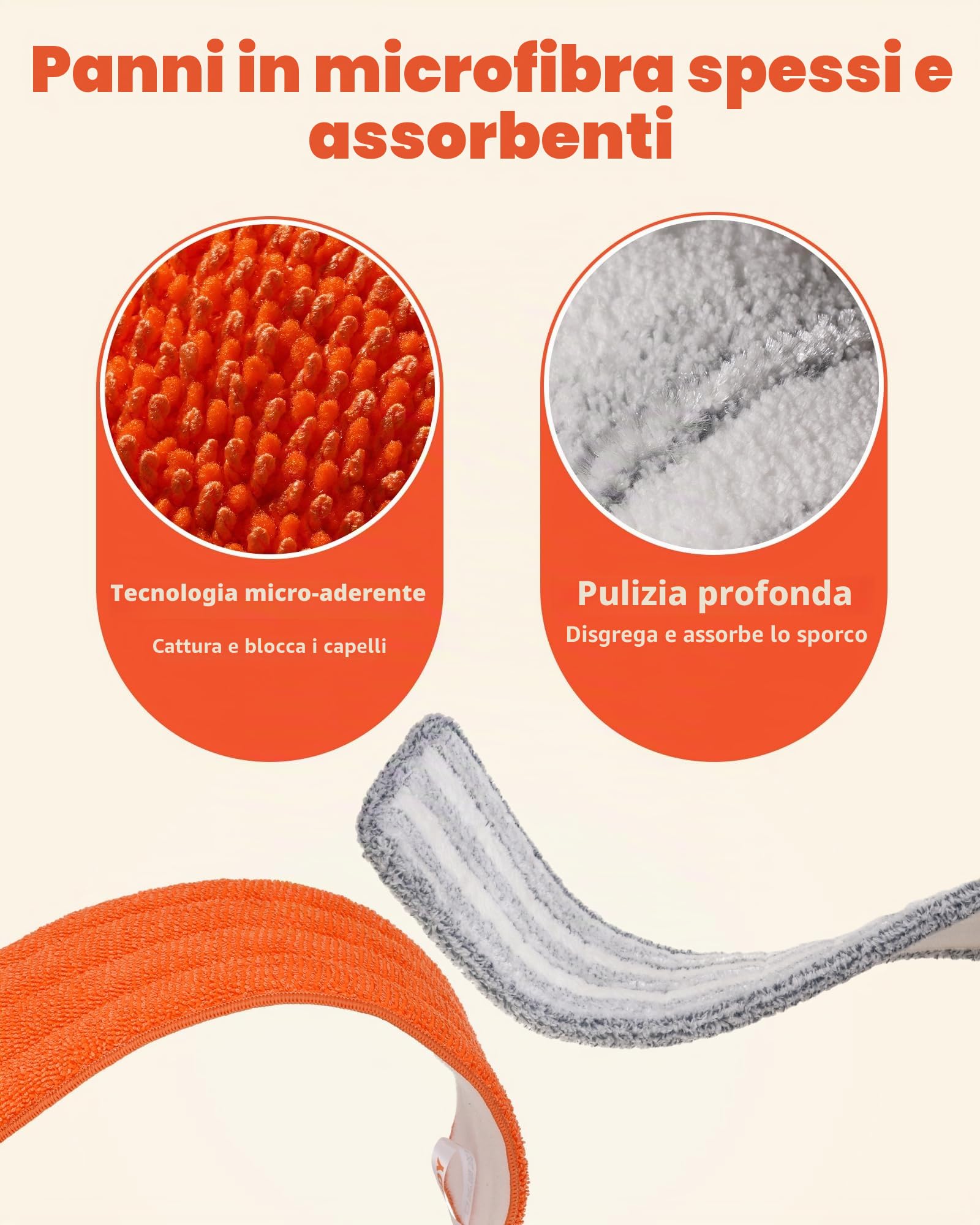 Mocio in microfibra grande, piatto, con 4 panni riutilizzabili e lavabili, professionale con manico in alluminio, mocio umido e antipolvere, per pavimenti in laminato e vinile