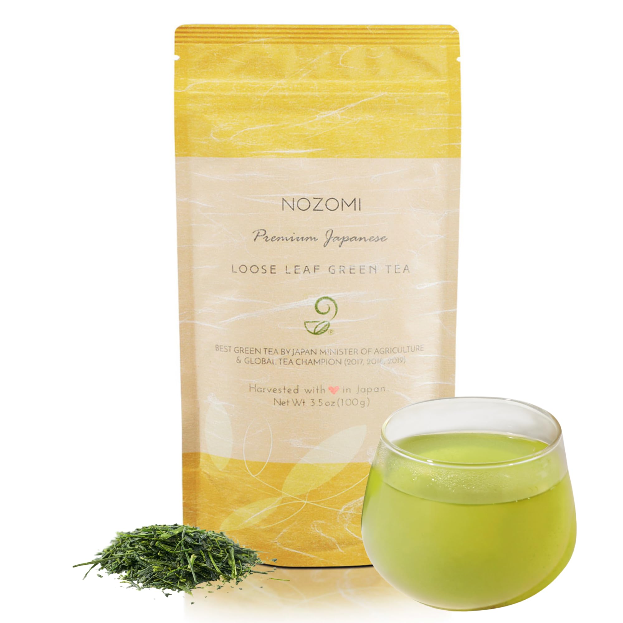 Japanese Green Tea Co. Nozomi Japanese Green Loose Leaf Tea - 3.5 Oz (100g) – Covered Tea, Kabusecha, Kabuse Fukamushi Sencha - Single-origin from Shizuoka, Rich in Antioxidants