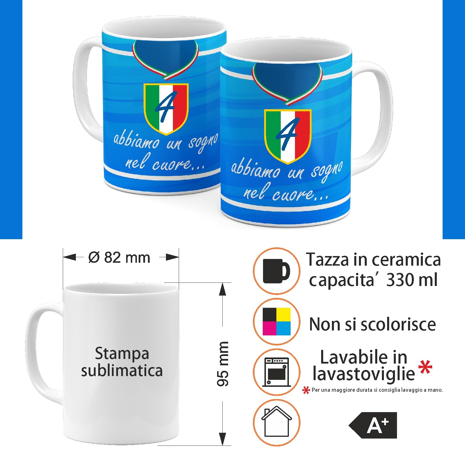 Generico StudioPixelStore Tazza Colazione – Idee Regali – Mug Squadre del Campionato Italiano – Tazze in Ceramica per la Colazione – Tazza Tifoso Serie A - (Tifosi Napoli)