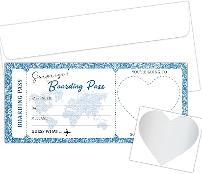 Lesixur Blue Plane Tickets Surprise Destination Revealed Card, Boarding Pass Ticket With Envelopes, Surprise Trip Reveal for Valentines Day, Holidays, Birthday, Wedding, And Christmas-004-1