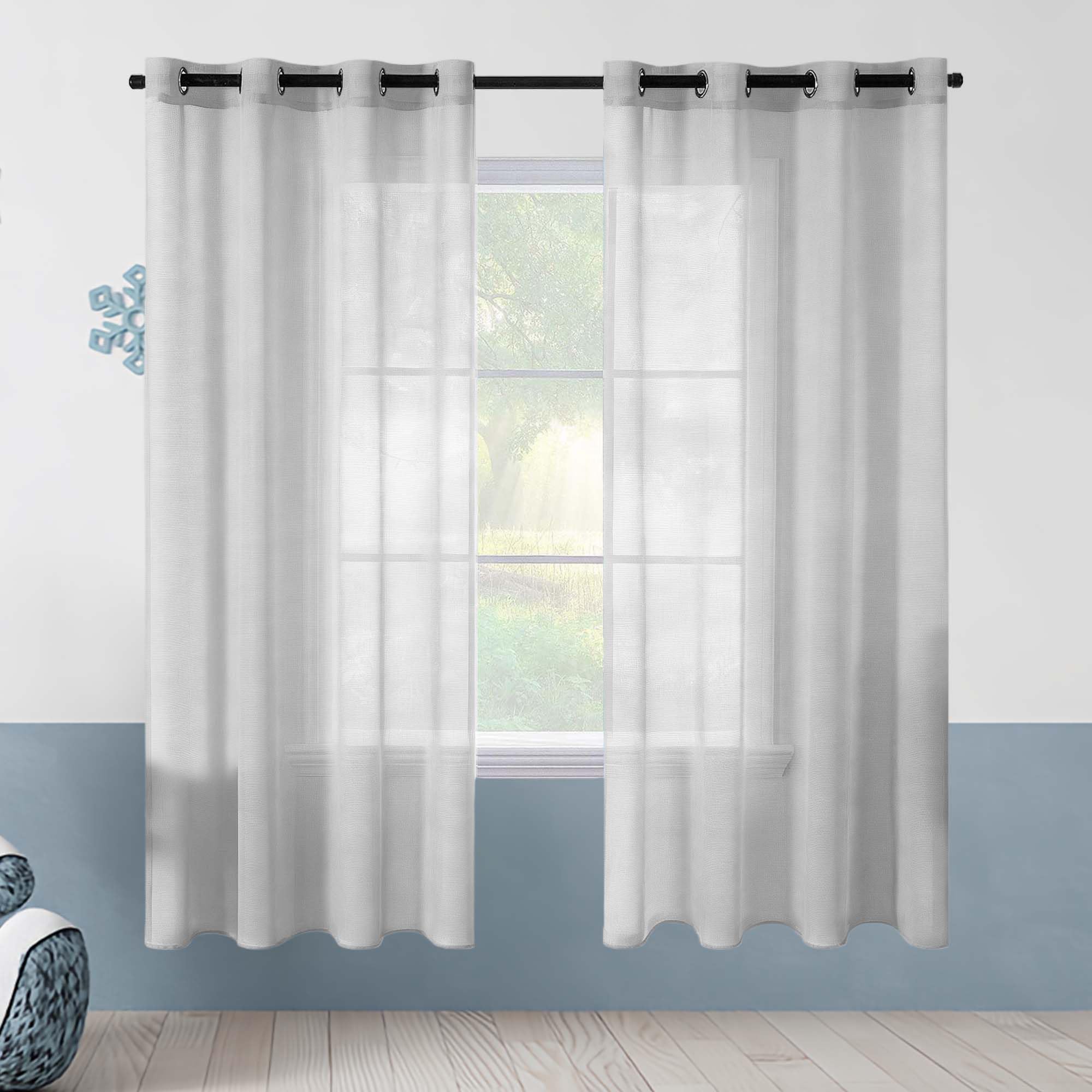 Prześwitujących Zasłon Z Woalu 400 x 130 cm Półprzezroczysta Firany Gotowe Przezroczysta, Elegancka, Wysokiej Jakości Glamour Do Sypialni, Salonu, Pokoju Dziecięcego, Jasny szary