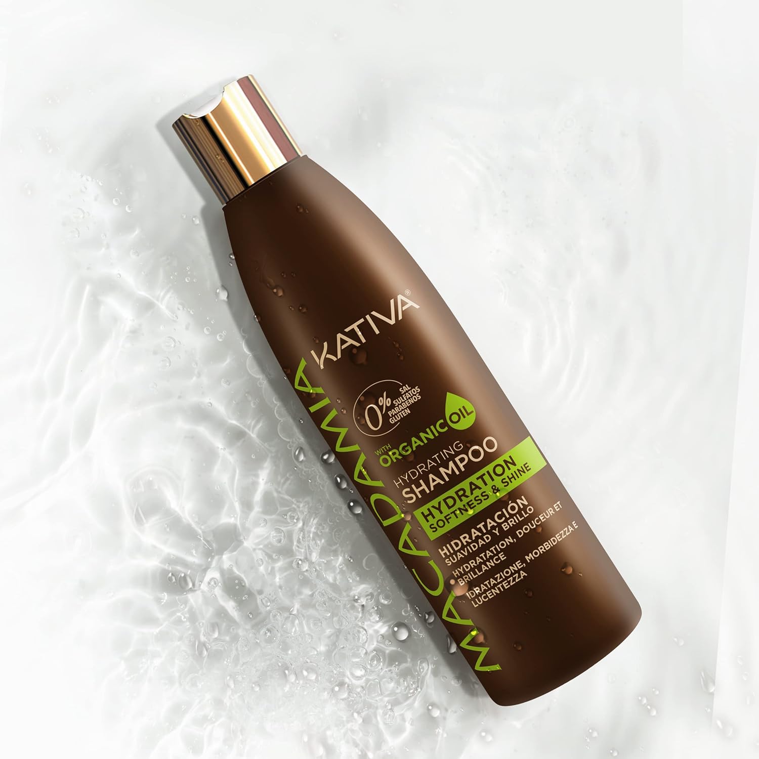 KATIVA Macadamia Hydrating Shampoo, 8.45 Fl Oz, Moisturizes and Strengthens Dry Hair with Organic Macadamia Oil, Sulfate, Gluten, Paraben, and Salt Free