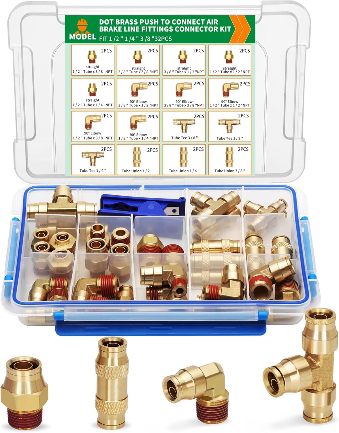 Brass DOT Air Fittings,Brass Air Brake Line Fittings 1/4" 3