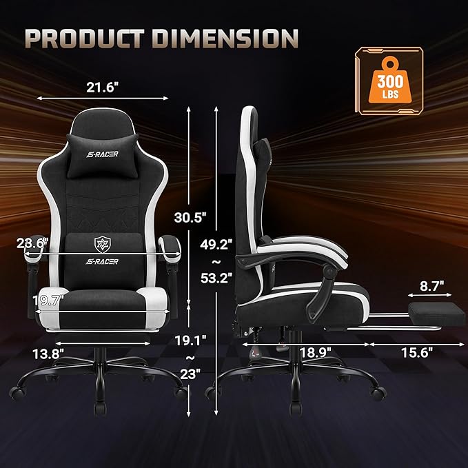 Silla Gamer Ergonómica Con Reposapiés y Masaje Lumbar, Color miniatura 3
