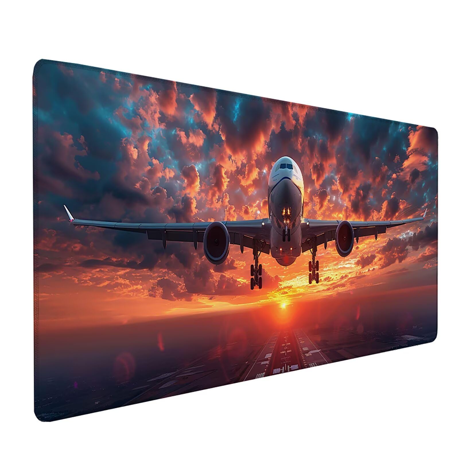 Tappetino Mouse Rosso, Tappetino Mouse XXL 1200x600 mm, Gaming Mouse Pad con Base in Gomma Antiscivolo, Gaming Mousepad Migliora Precisione e Velocità, Accessori Scrivania, Regalo, Aereo 9-7707