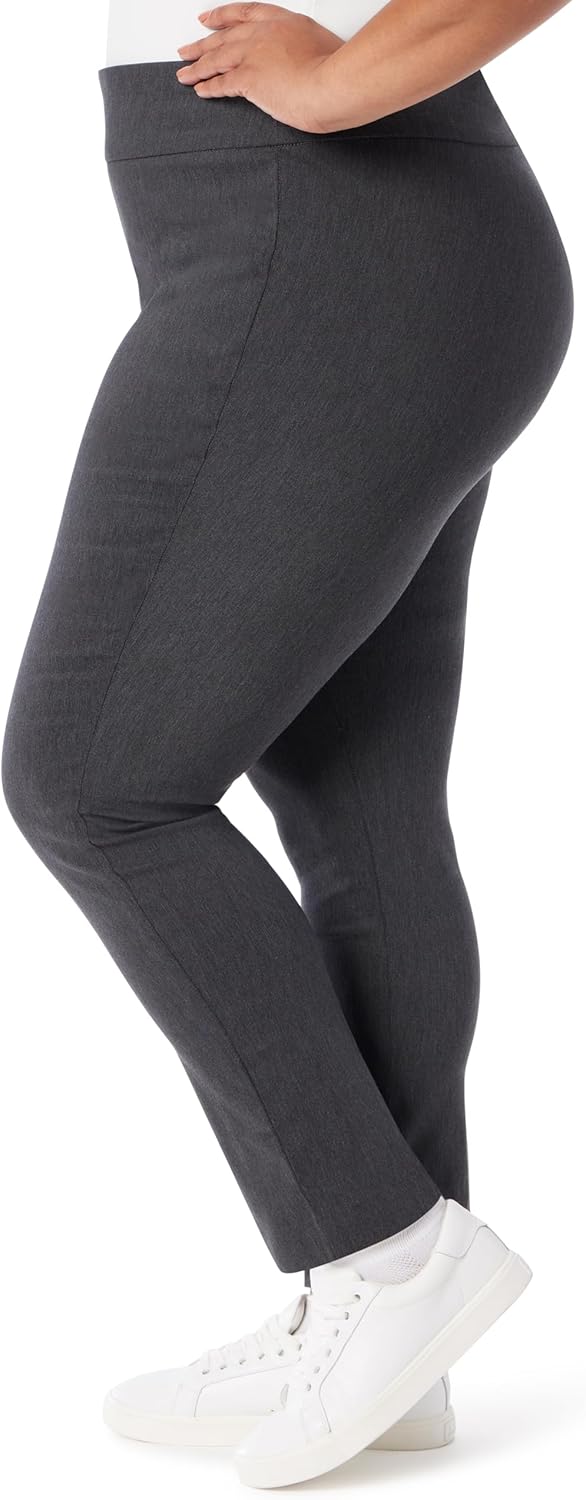 Gloria Vanderbilt Womens Pull on Trouser Mid Rise Slim Straight Leg Pant with Tummy Control Plus - Image 3