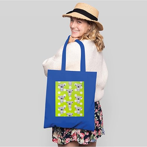 Miniatura 5 de Gift Idea for Cute Koala Bear with Lime Green Polka Spots Navy Black Multicolor Canvas Tote Bag