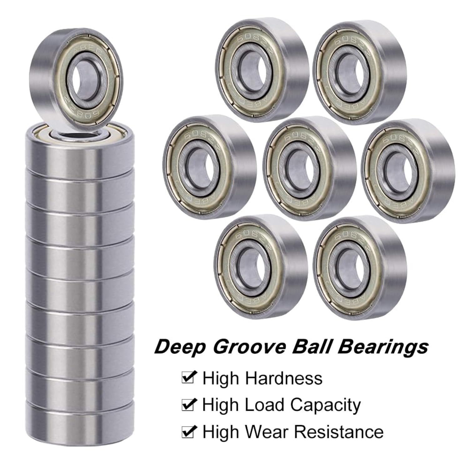 608ZZ Roulements à Billes 30 Pièces ABEC-7 Acier Inoxydable, 8x22x7 mm Antipoussière pour Skateboard Électrique, VTT, Industrie, Roulement à Billes Scellés Haute Vitesse (608ZZ)