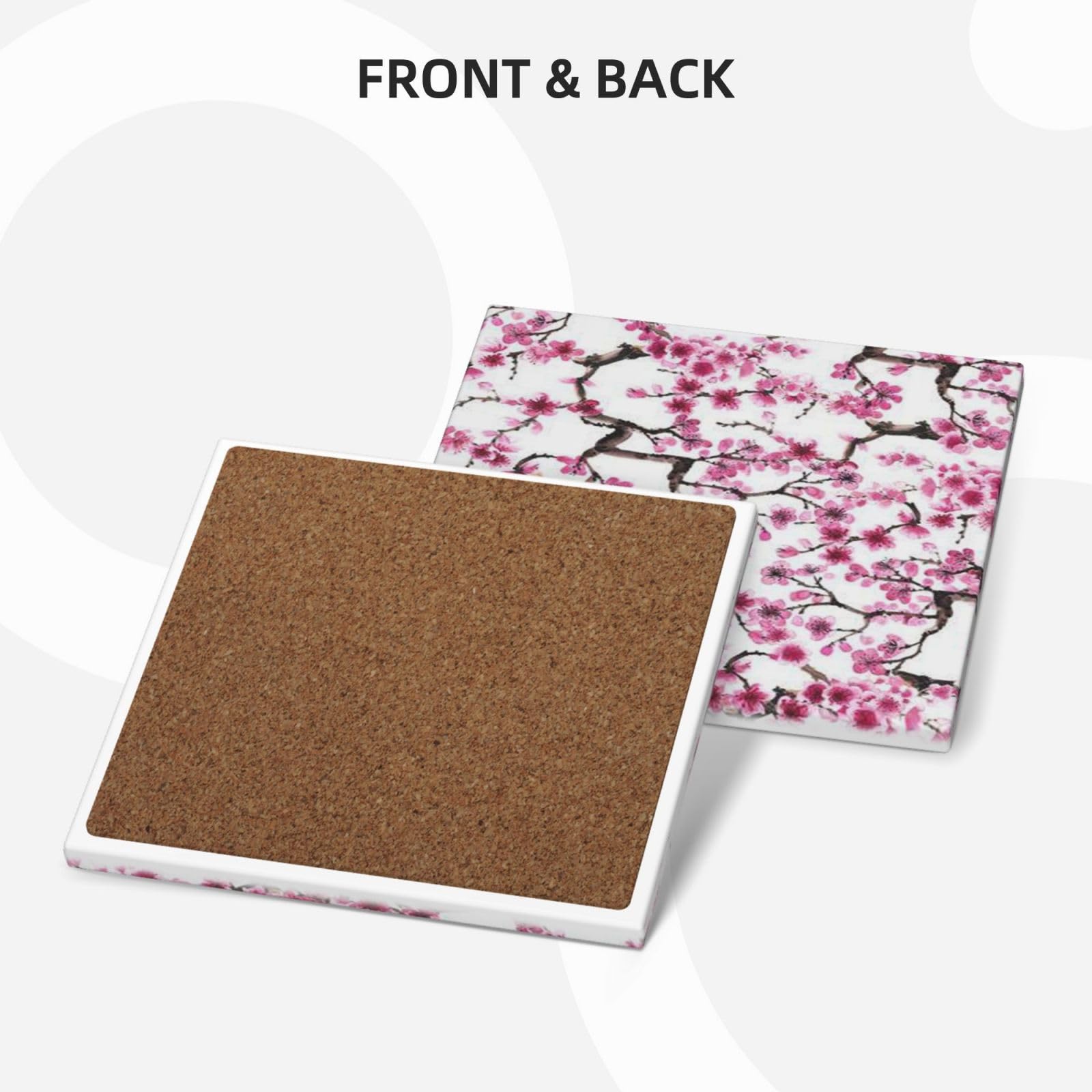Sottobicchieri assorbenti per bevande, set da 2, rosa cielo stelle luna acquerello quadrati in pietra ceramica con base in sughero, adatti per tavolo