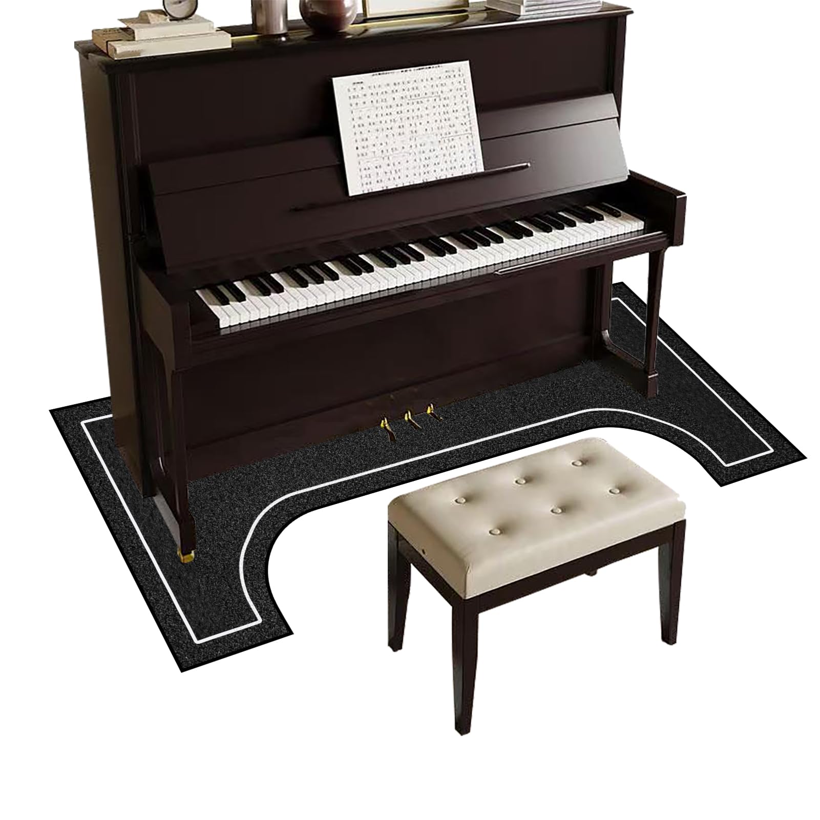 Alfombra para Piano Insonorizada Antideslizantes Alfombra for Piano Vertical Alfombra Bateria Electronica Protector Alfombra para Piano y Otros Instrumentos 160 cm x 70 cm