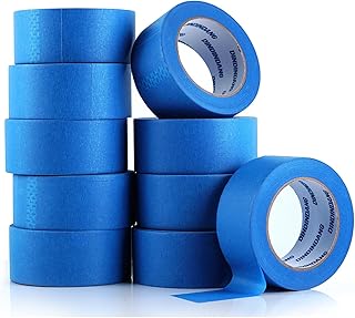 10 Rolls Painters Tape 2 Inch Wide Bulk, No Residue Blue Paint Tape 2 In...