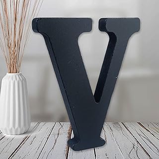 AOCEAN 6 inch Black Wood Letters Unfinished Wood Letter for Wall Decorative Standing Letters Slices Sign Board Decoration for Craft Home Party Projects (V)