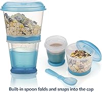 Vista 7 de INOGIH Cereal On the Go Tazas Desayuno-Taza portátil para bebidas Cereal To-Go Contenedor de taza con cuchara (azul)