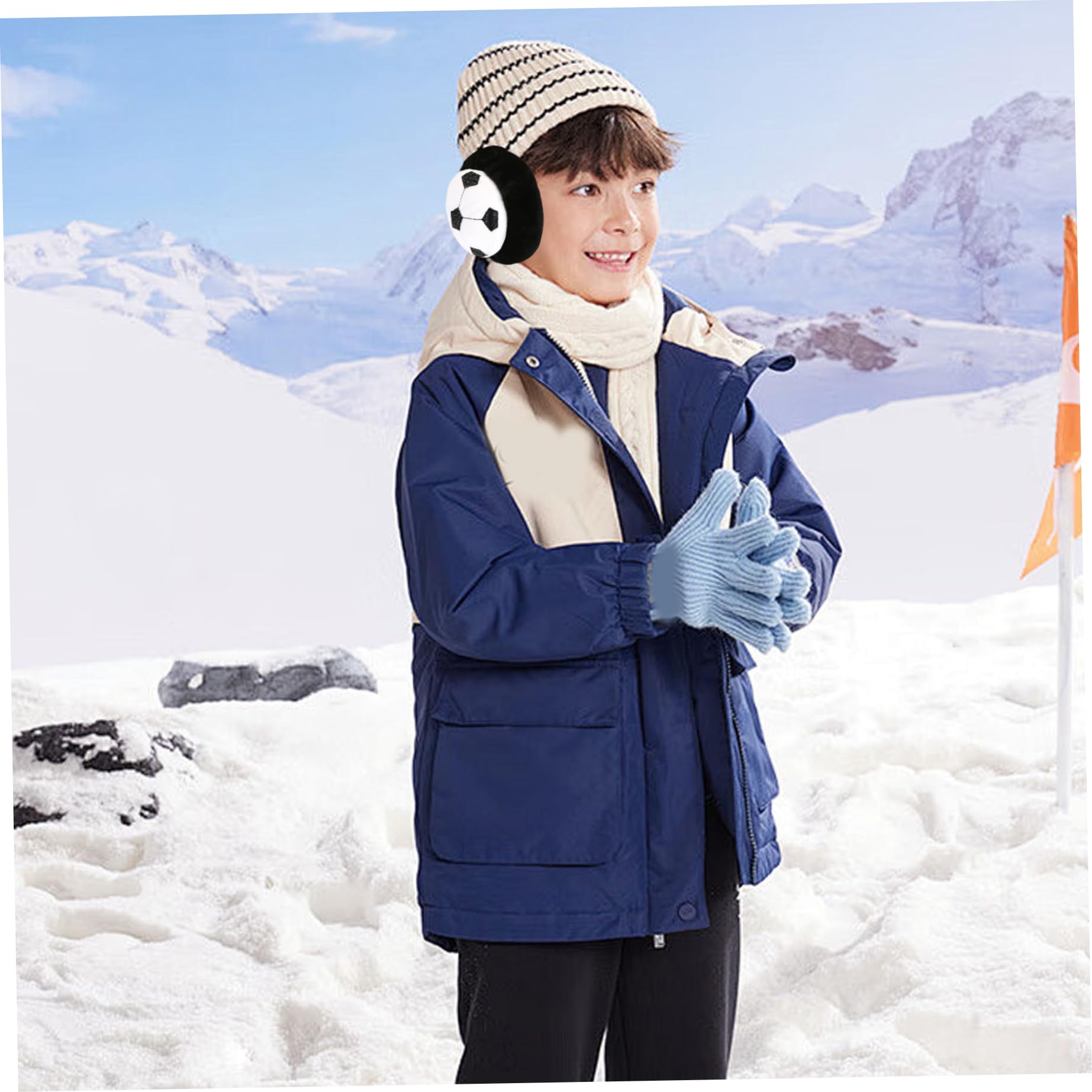 Orejeras para niños, orejeras de fútbol de felpa cálidas de invierno para niños, niñas, ropa para clima frío
