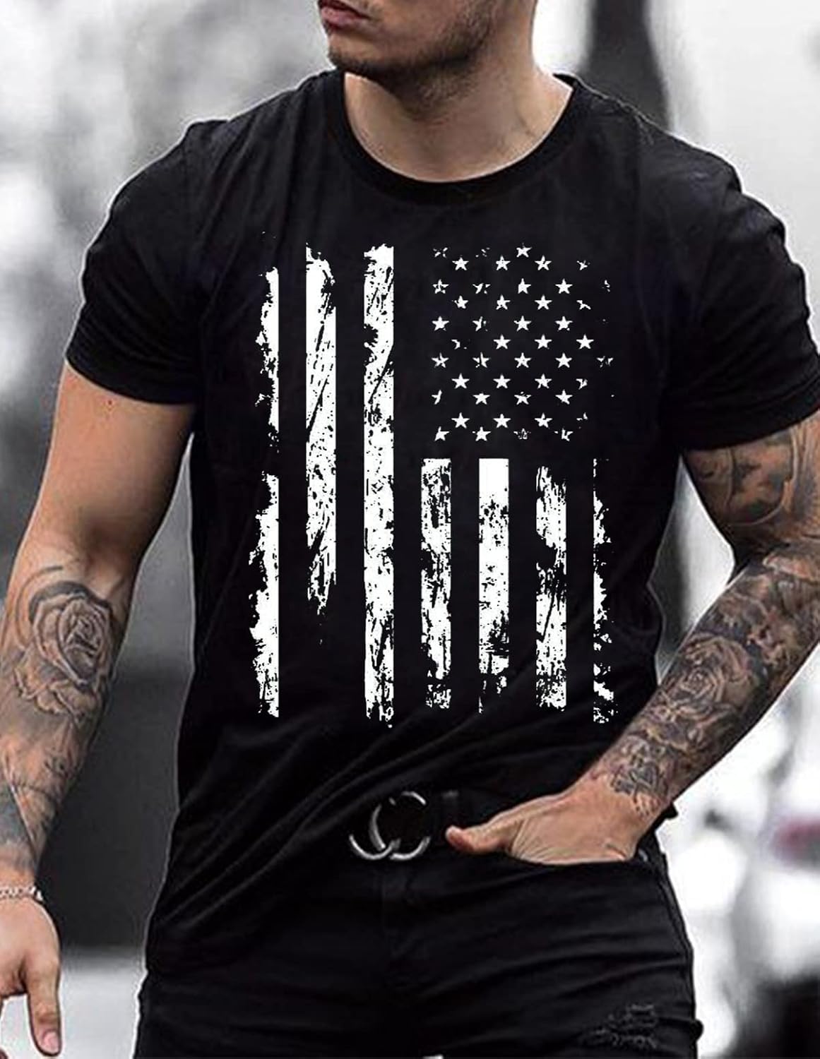 Mens 4th of July Shirts American Flag Patriotic Short Sleeve T-Shirt