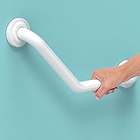 Vista 11 de Barra de agarre en ángulo de 1-1/4 x 16 pulgadas para montaje de pernos con agarre moleteado, ayuda de movilidad de baño, compatible con ADA