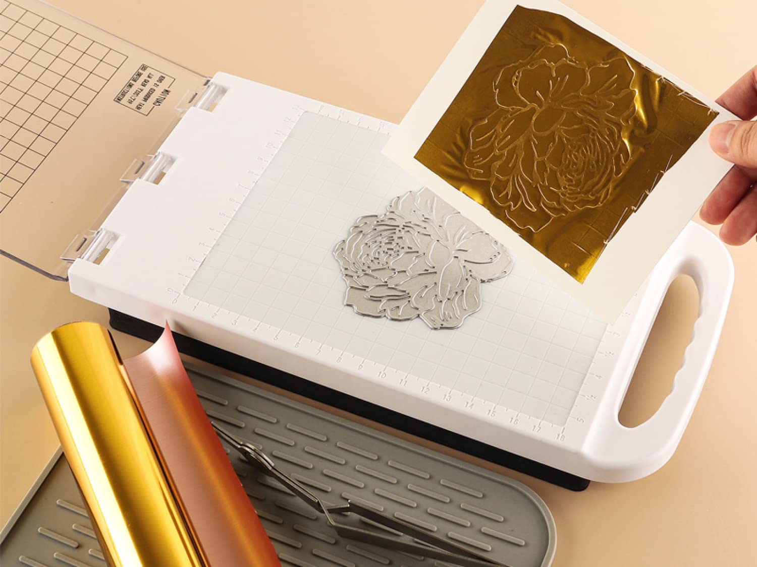 Heißprägefolienmaschine Heißfolien-Prägemaschine Heißfoliensystem für die Kartenherstellung Vinylfolientransfer Heißfolien und Pressmaschine EU Stecker 220 V Stanz-Scrapbooking Transferpresse Crafting