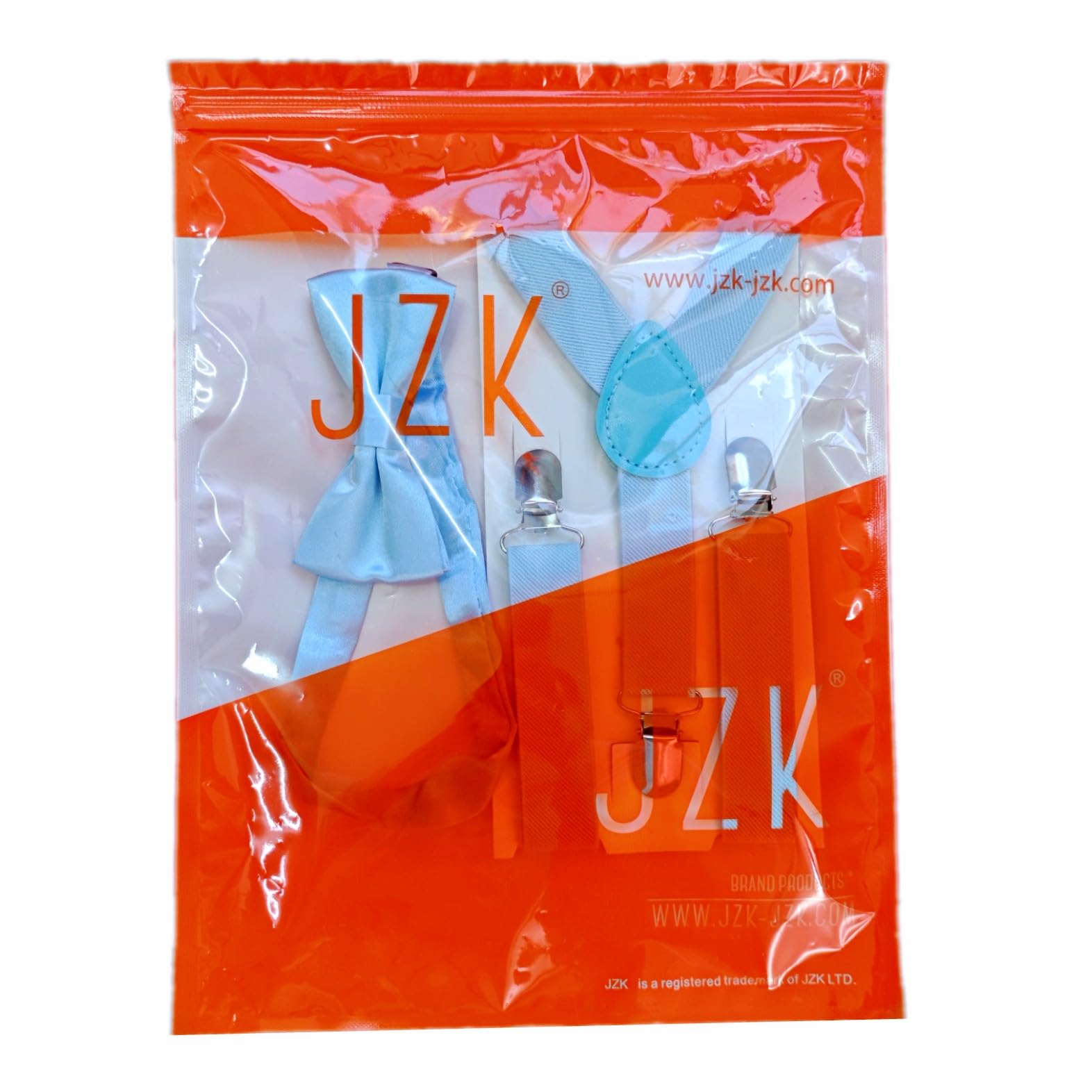JZK Conjunto pajarita y tirantes azul claro para niños menos 135 cm, ajustable con clip forma Y tirantes con pajarita azul cielo para infantil pequeños, para bodas, fiestas