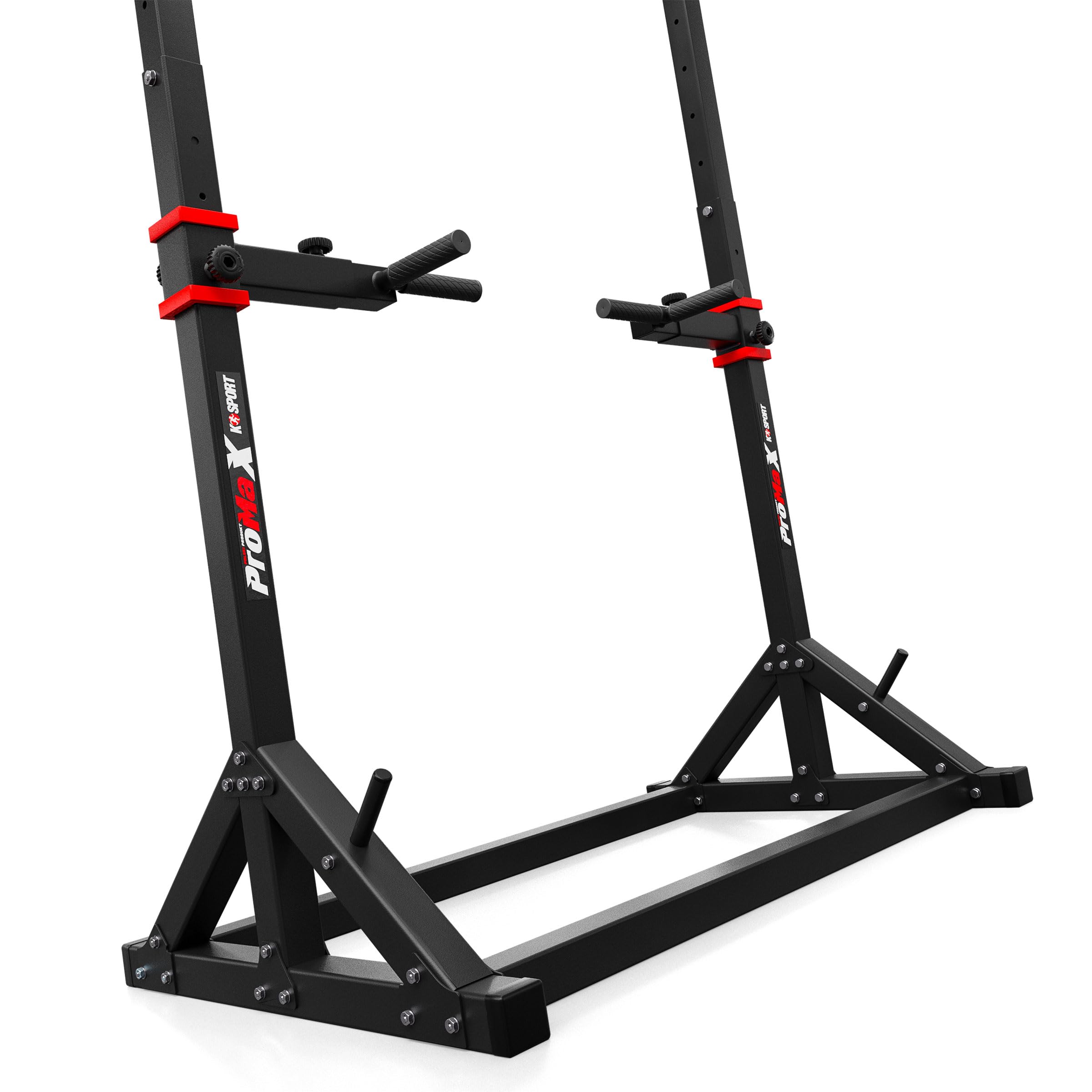 K-Sport: Power Tower + Dip Station con una capacità di carico fino a 140kg I Barra multifunzione trazioni e impugnature per flessioni I Pull up station & Dip Bar per allenamento muscolare incl. E-Book