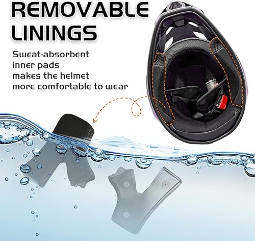 Miniatura 3 de Casco para jóvenes y niños de motocross, casco para adultos de ATV y bicicleta de tierra con gafas, guantes y máscara, casco de motocicleta de cara