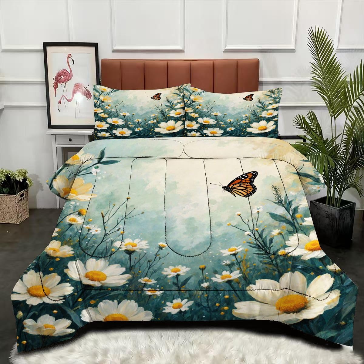 Couette 3D confort optimal à motif nature pour lit deux places 160x200 cm