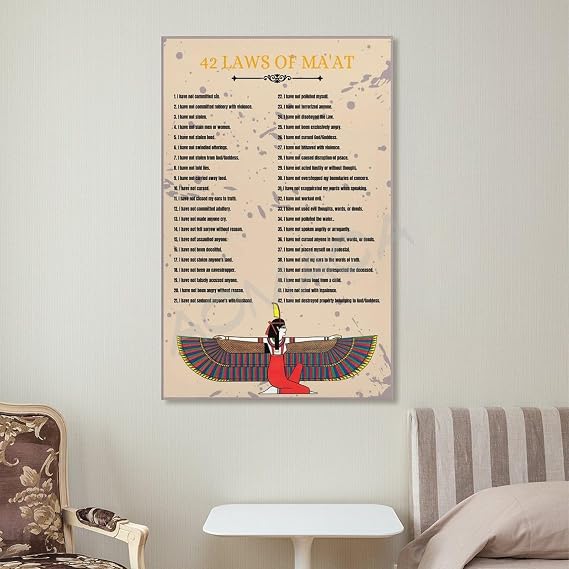 MOJDI 42 LAWS OF MA'AT Poster Ancient Egyptian Culture Art Poster Canvas Painting Wall Art Poster for Bedroom Living Room Decor 12x18inch(30x45cm) Unframe-style