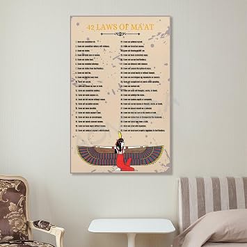 MOJDI 42 LAWS OF MA'AT Poster Ancient Egyptian Culture Art Poster Canvas Painting Wall Art Poster for Bedroom Living Room Decor 12x18inch(30x45cm) Unframe-style