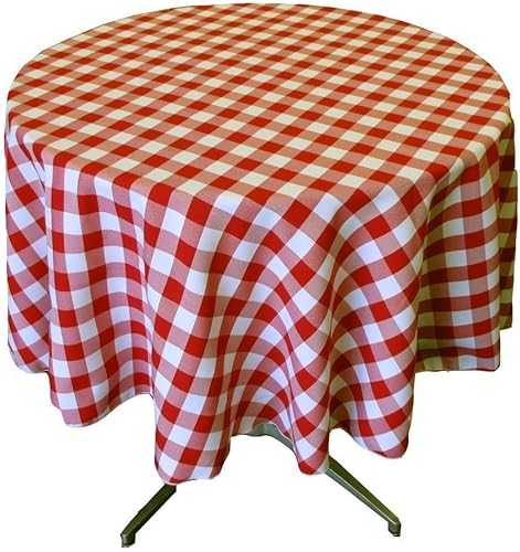 Ks Linens - Mantel redondo a cuadros de 72 pulgadas, ideal como superposición o mantel pequeño para restaurantes y mesas de café, disponible en 13