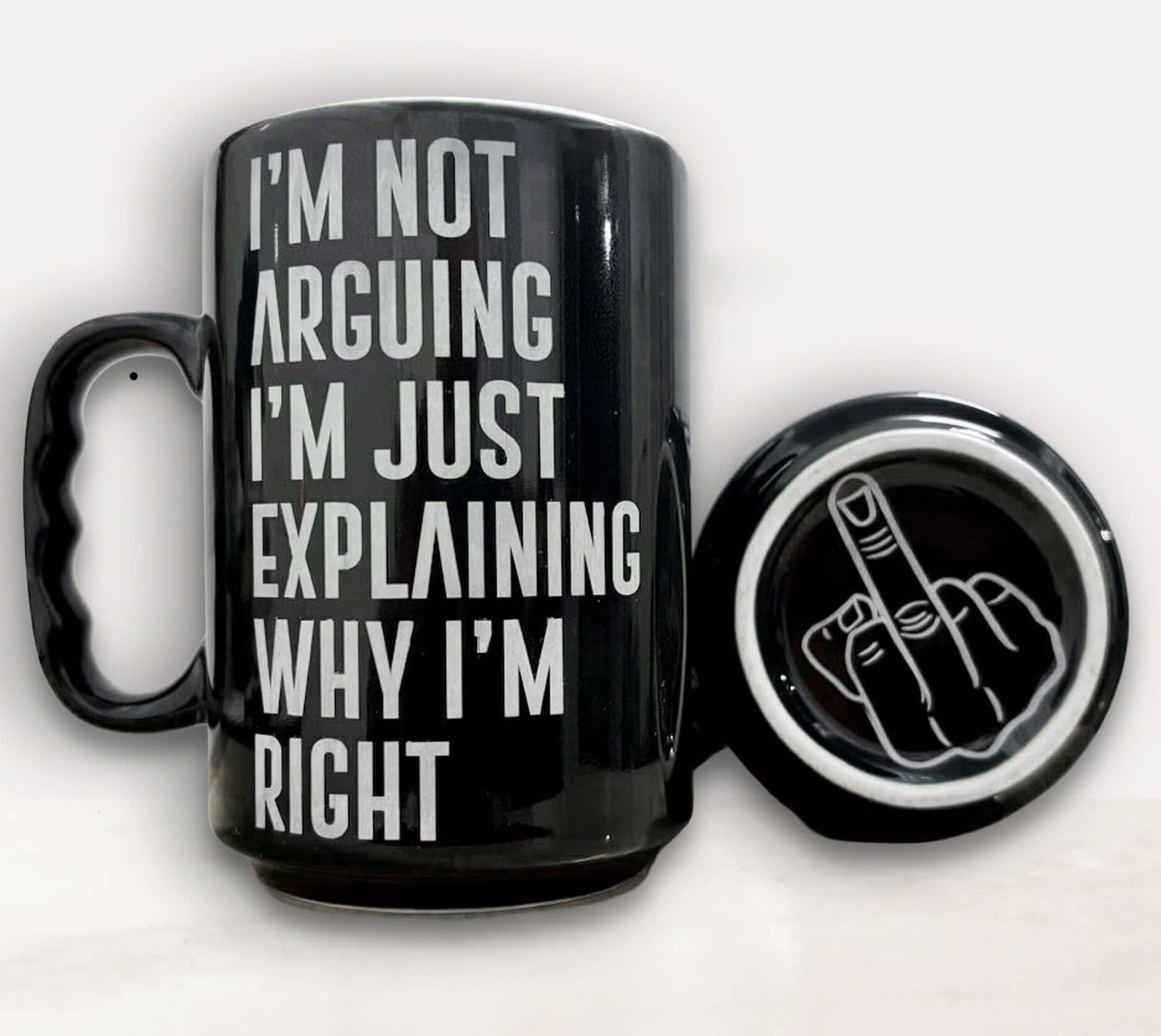 Momapopup 17 Oz Funny Black Coffee Mug with Engaved Sarcastic Quote - Im Not Arguing - Im Just