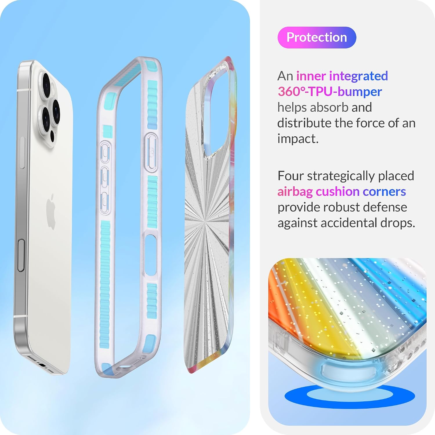 LONLI Hue Case for iPhone 16 Pro - [360° Shock-Absorbent Bumper] - [Cute and Unique Phone Cover for Girls and Women] - Cosmic Portal image 4