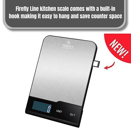 Miniatura 8 de Báscula digital de cocina, 22 libras, acero inoxidable, gramos y onzas para hornear y cocinar, precisión de 0.04 oz