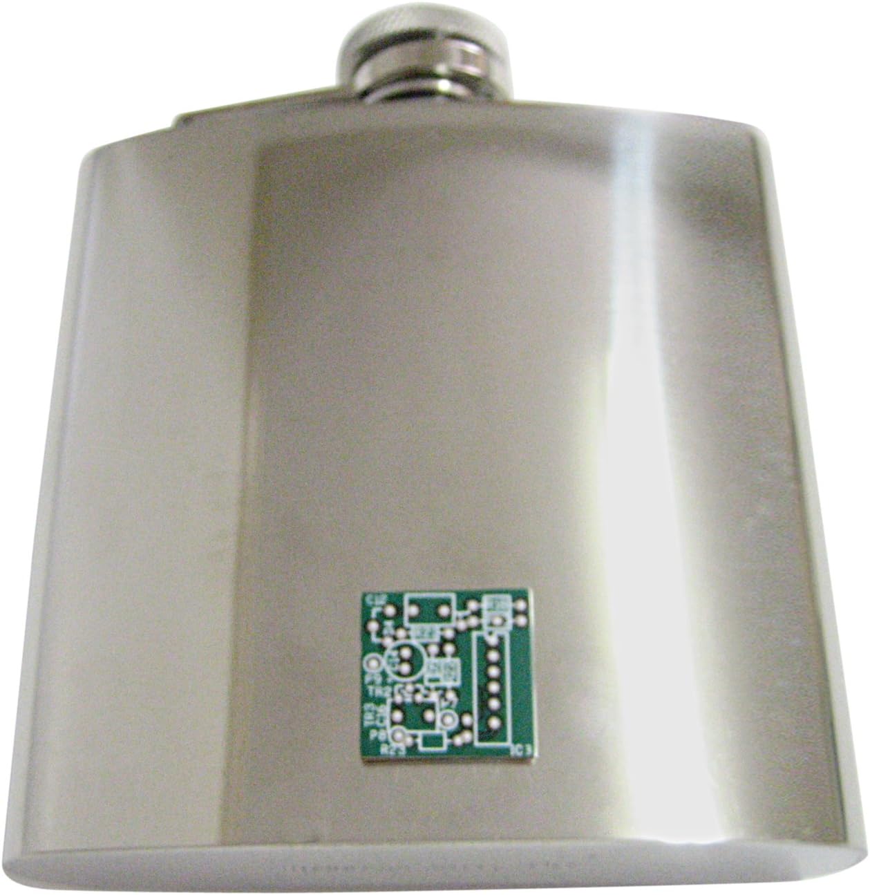 Detailed Computer Circuit Design 6 Oz. Stainless Steel Flask