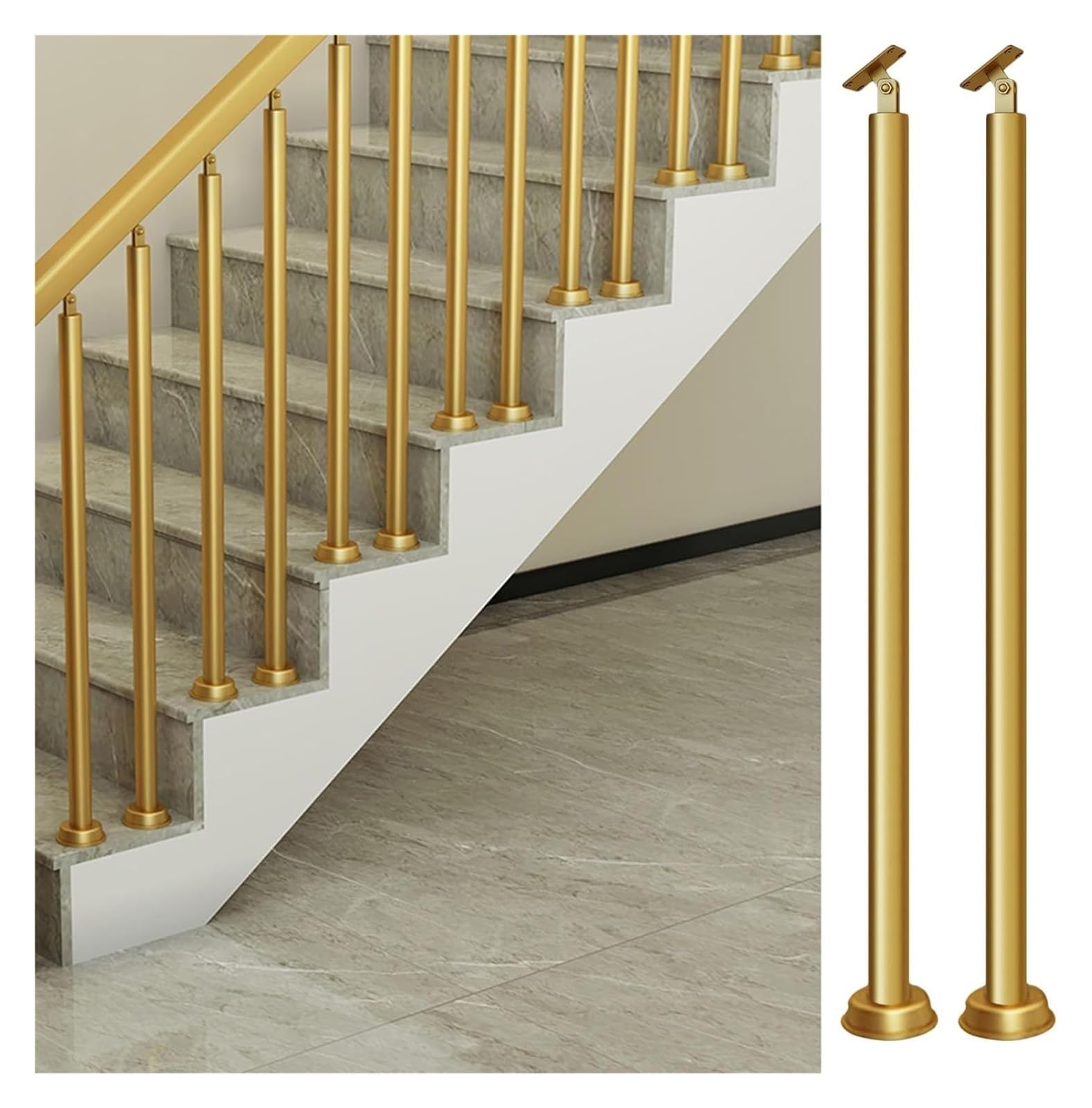 Soporte ajustable de 270° para pasamanos de escalera interior con husillos metálicos redondos