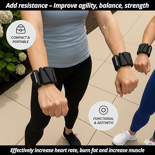 Miniatura 4 de Pesas de muñeca y tobillo, bandas ajustables para entrenamientos de mujeres y hombres, juego de 2 2 libras o 4 libras (1 libra o 2 libras cada