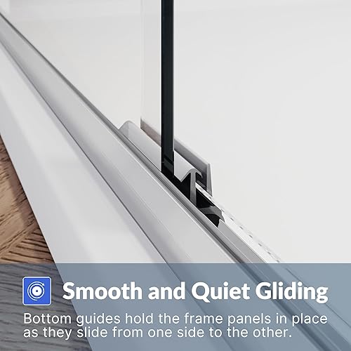 Miniatura 64 de SUNNY SHOWER Puerta de ducha semi-sin marco de 60 pulgadas de ancho x 72 pulgadas de alto, puerta de ducha de vidrio doble corredera, cabina
