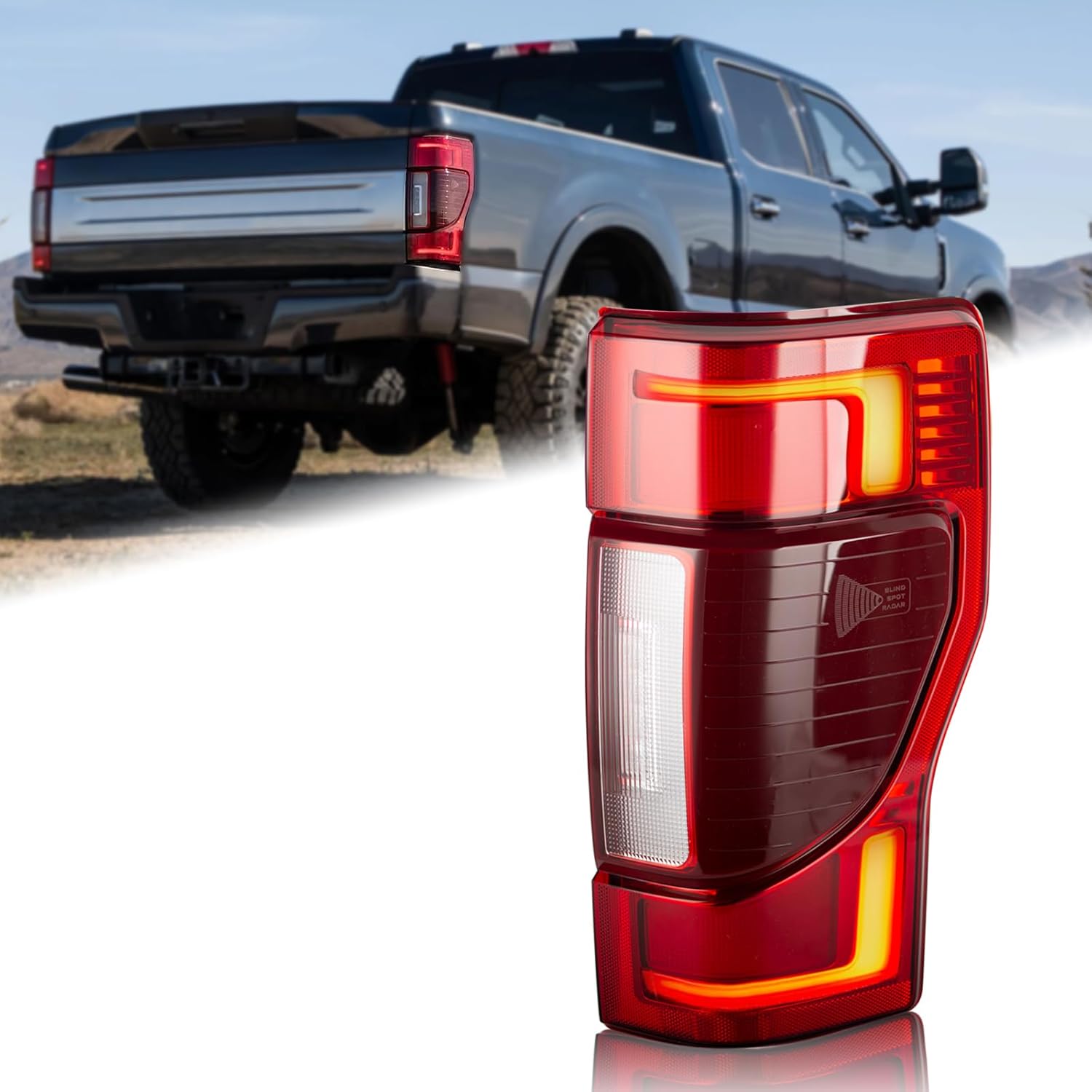 led type tail light rear lamp w/blind spot assembly (module not included) compatible for 2020 2021 2022 ford f250/f350/f450 super duty right passenger side lc3z13404e fo2801282