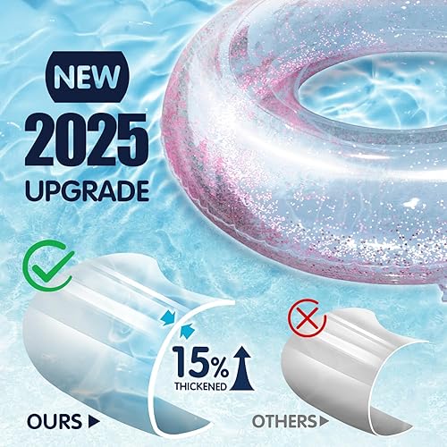 Miniatura 2 de Polita Flotador de piscina, flotadores de piscina para niños, tubo de piscina con purpurina de verano con confeti, juguetes de piscina de tubo