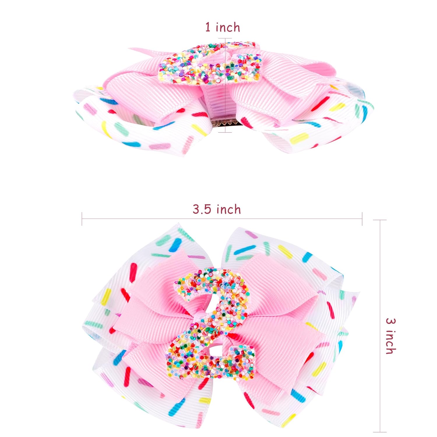 Birthday Hair Bows for Girls Cute Hair Clips 2nd Birthday Decorations for Girl Pink Birthday Hair Accessories Photo Props 2nd Birthday Gifts 2nd Birthday Outfit Girl Bow Birthday Decorations