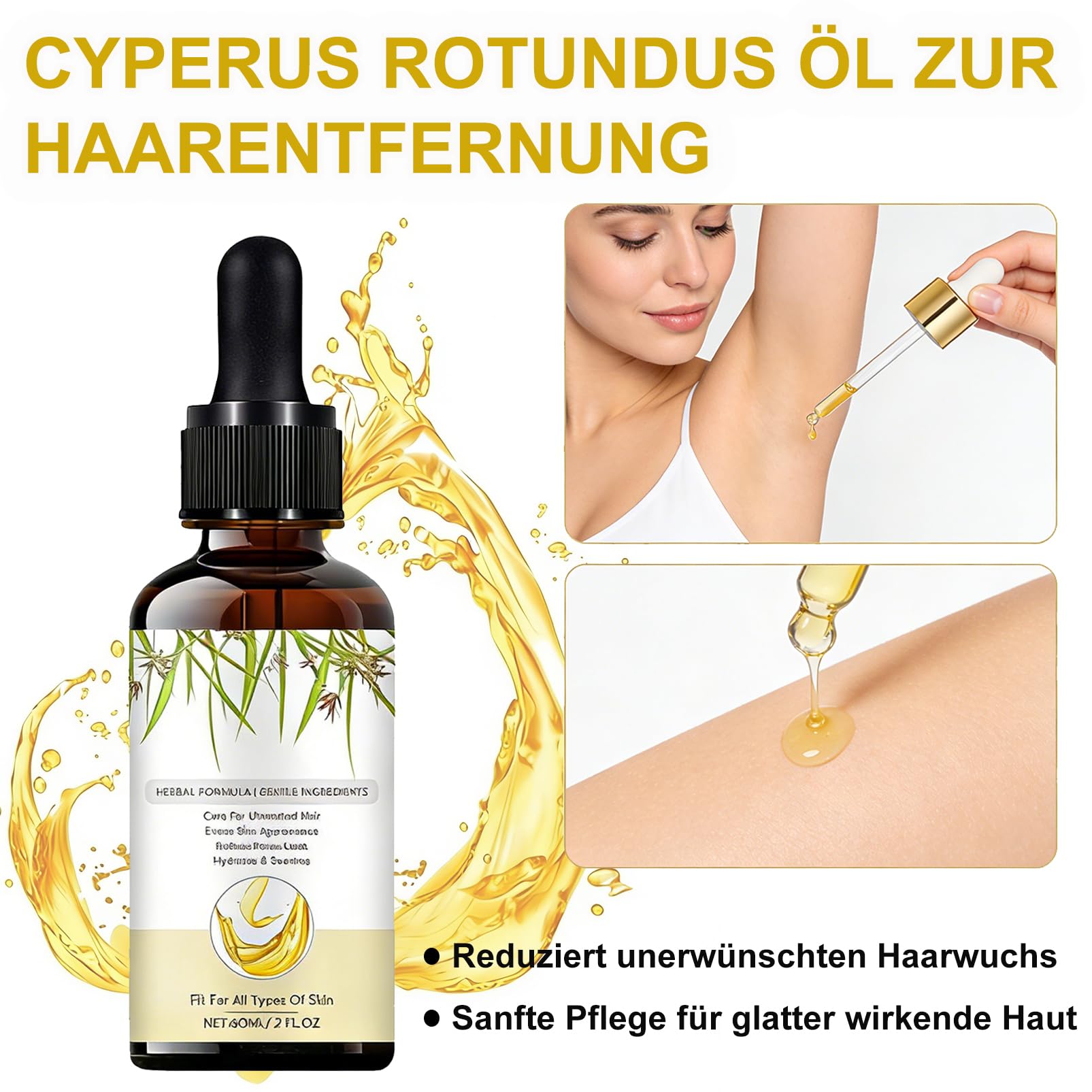 Cyperus Rotundus olejek do depilacji – naturalny olejek do usuwania włosów dla kobiet, olejek cyperusowy do gładkiej skóry po goleniu, pielęgnacja ciała i twarzy