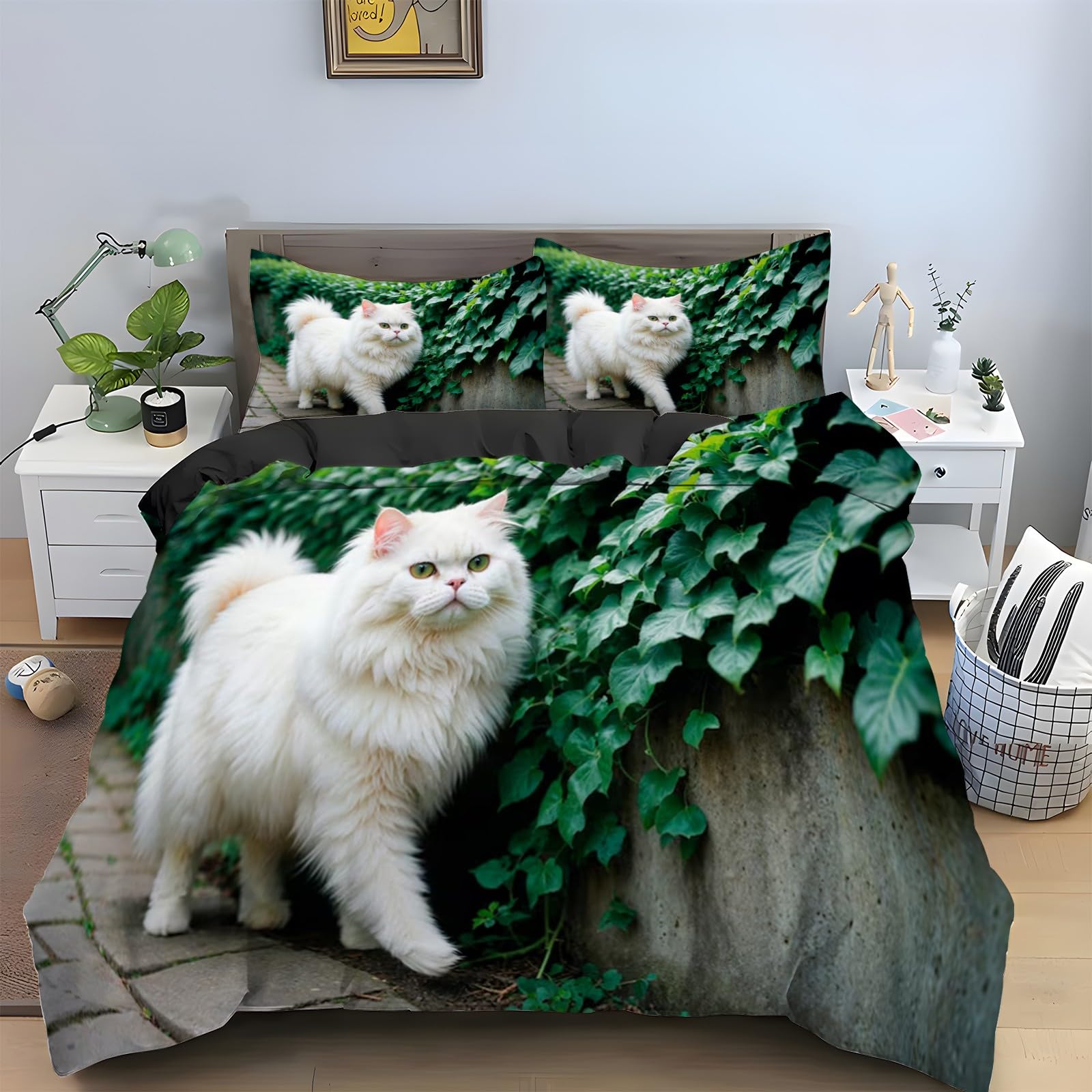 Housse de couette 240 x 260 chat du bengale zippée facile à enfiler sans effort