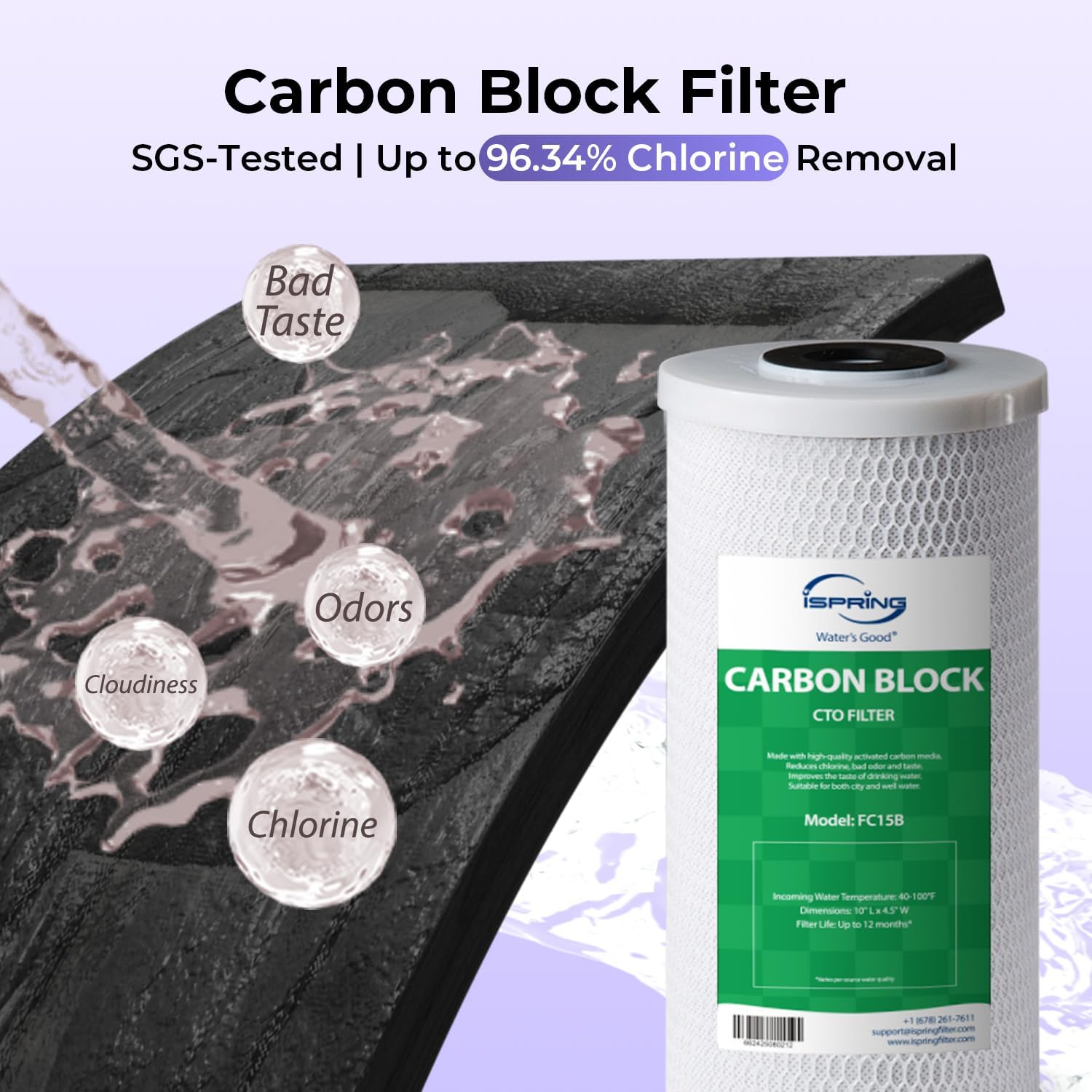 iSpring F2WGB21BDS Whole House 4.5"x10" Water Filtration CTO Carbon Block and Anti-Scale Polyfilter Water Filter Replacement Cartridge Pack Set for WGB21B-DS