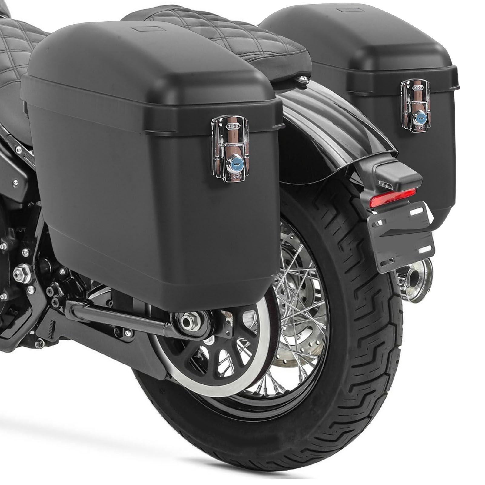 Yosoo Motocyklowe Twarde Sakwy, Uniwersalne Plastikowe Matowe Czarne Boczne Kufry 45 L z Zamkiem do Motocykli Turystycznych Typu Cruiser, Zdejmowany Kufer Bagażowy do Przechowywania