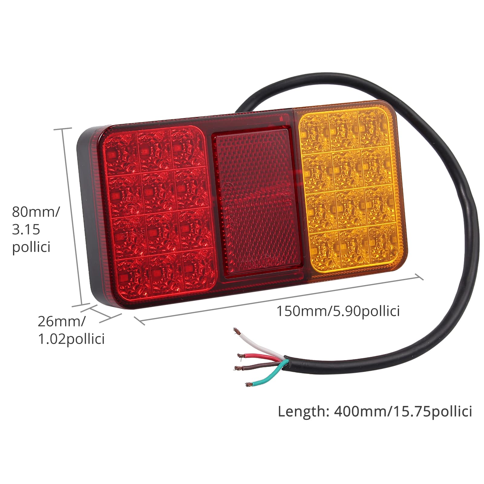 Justech 2PCS Fanali Posteriori Luci Posteriori a LED 2x18LED-12V Luci Posizione LED Indicatori di Parcheggio Impermeabile Universale per Veicolo Rimorchio Caravan Camion Trattore Autocarro-E mark