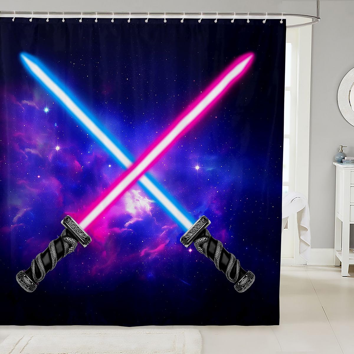 Rideaux de bain imperméables sabre laser pour douche ado Manfei