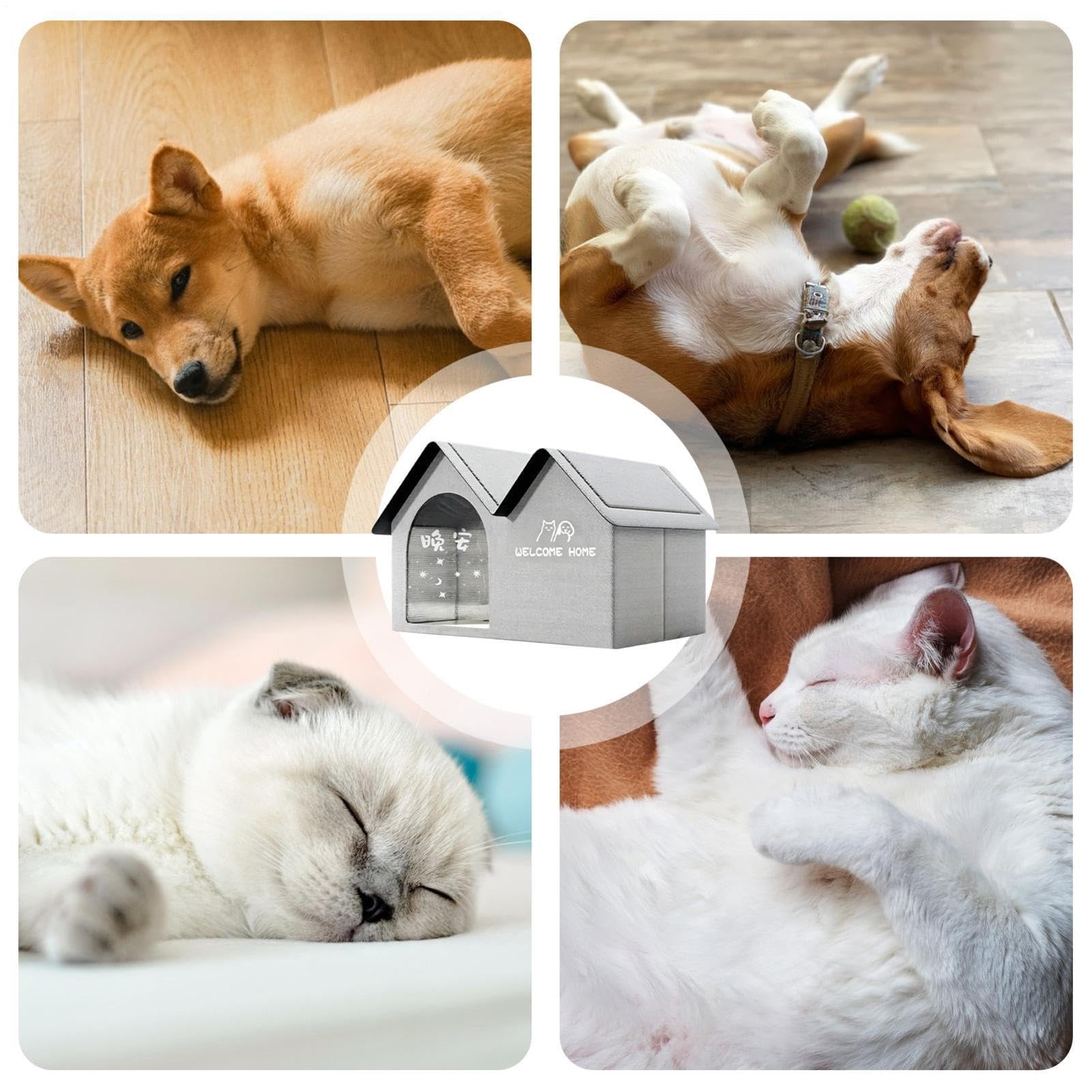 Casa de refrigeración para Gatos con 10 Bolsas de Hielo, casa fría Plegable | casa fría plegable de verano para mascotas, casa de aislada con aire acondicionado para gatos y perros, exterior, interior