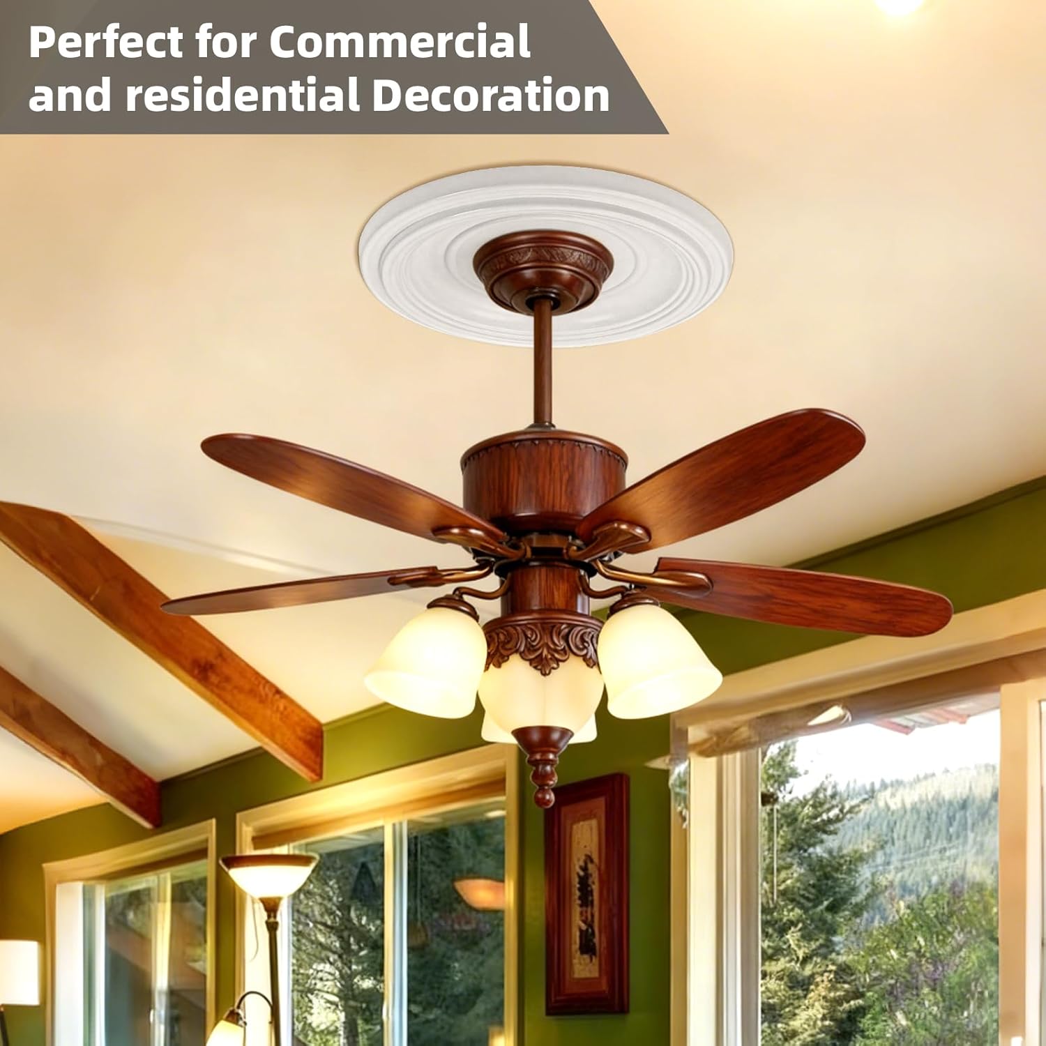Art3d Non-Phthalate PVC Ceiling Medallion, Ceiling Light Cover Plate, Hole Cover for Light and Ceiling Fans, Fits Canopies up to 7.5", Ideal for Living Room, Bedroom, Renovation, 2 Pcs Set