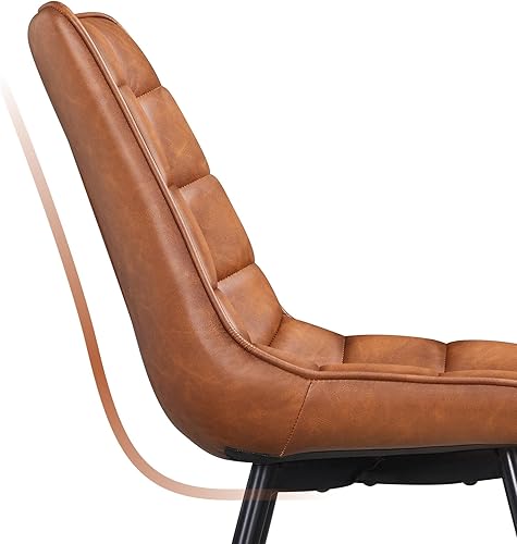 Miniatura 9 de Yaheetech Juego de 4 sillas de comedor modernas de piel sintética con respaldo de asiento acolchado para cocinasala de estar, color marrón