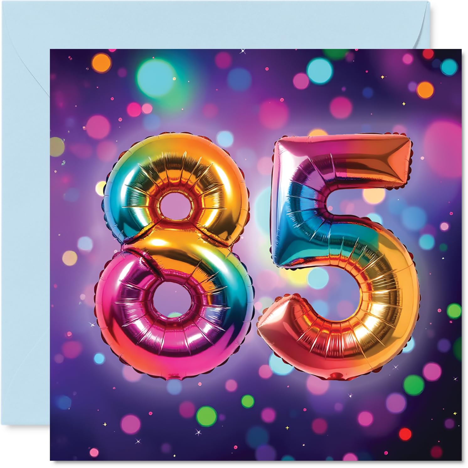 85th Birthday Cards for Women Men - Rainbow Foil Balloon - Happy Birthday Card for 85 Year Old Woman Man Wife Uncle Husband Grandad, 145mm Bday Greeting Cards